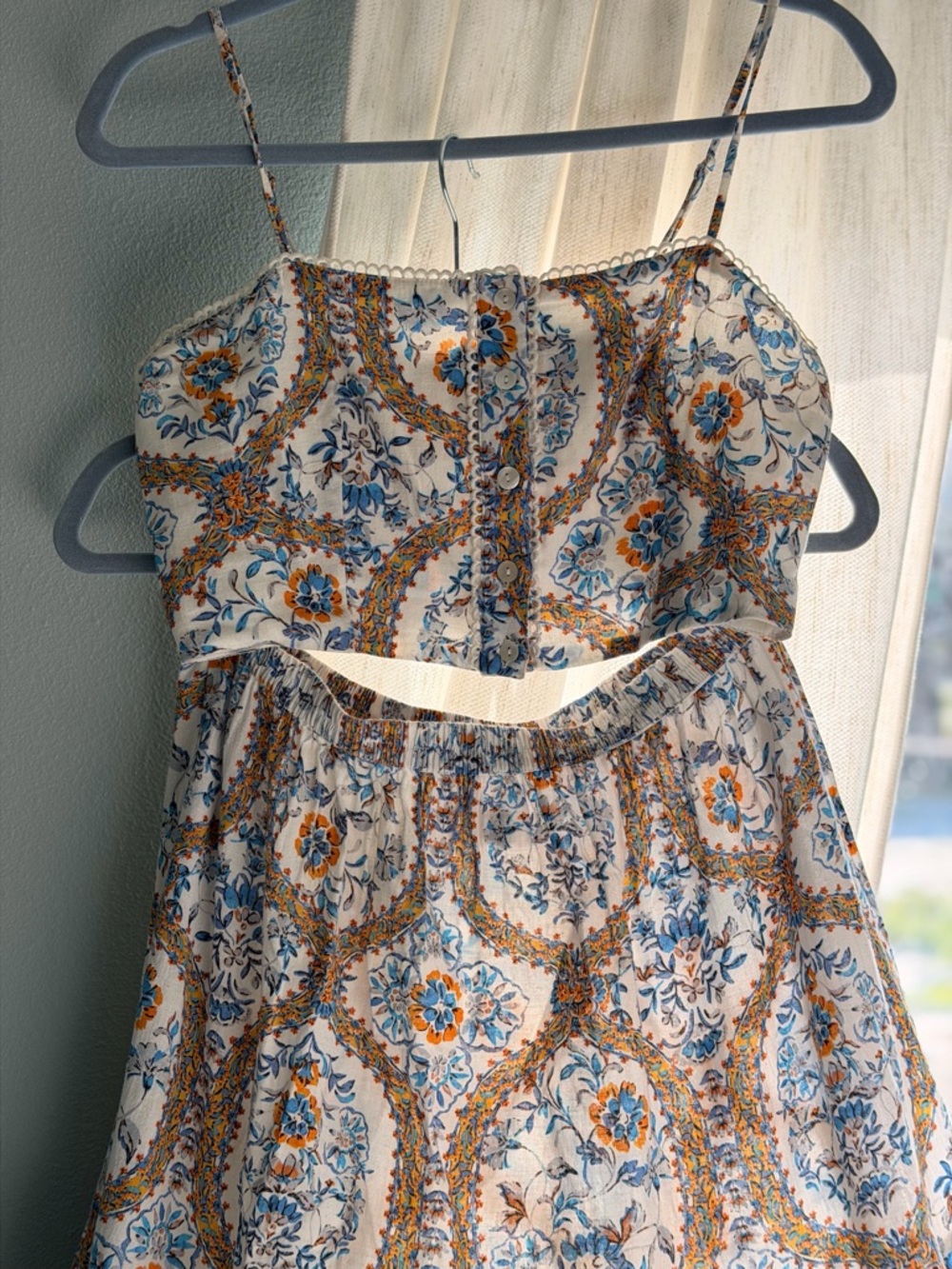 DRA Los Angeles 2 Piece Set with Blue & Orange Floral Print - Picture 2 of 8